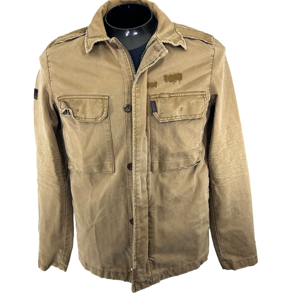 American Eagle Field Jacket Mens Small Tan Military Utility Cotton Coat